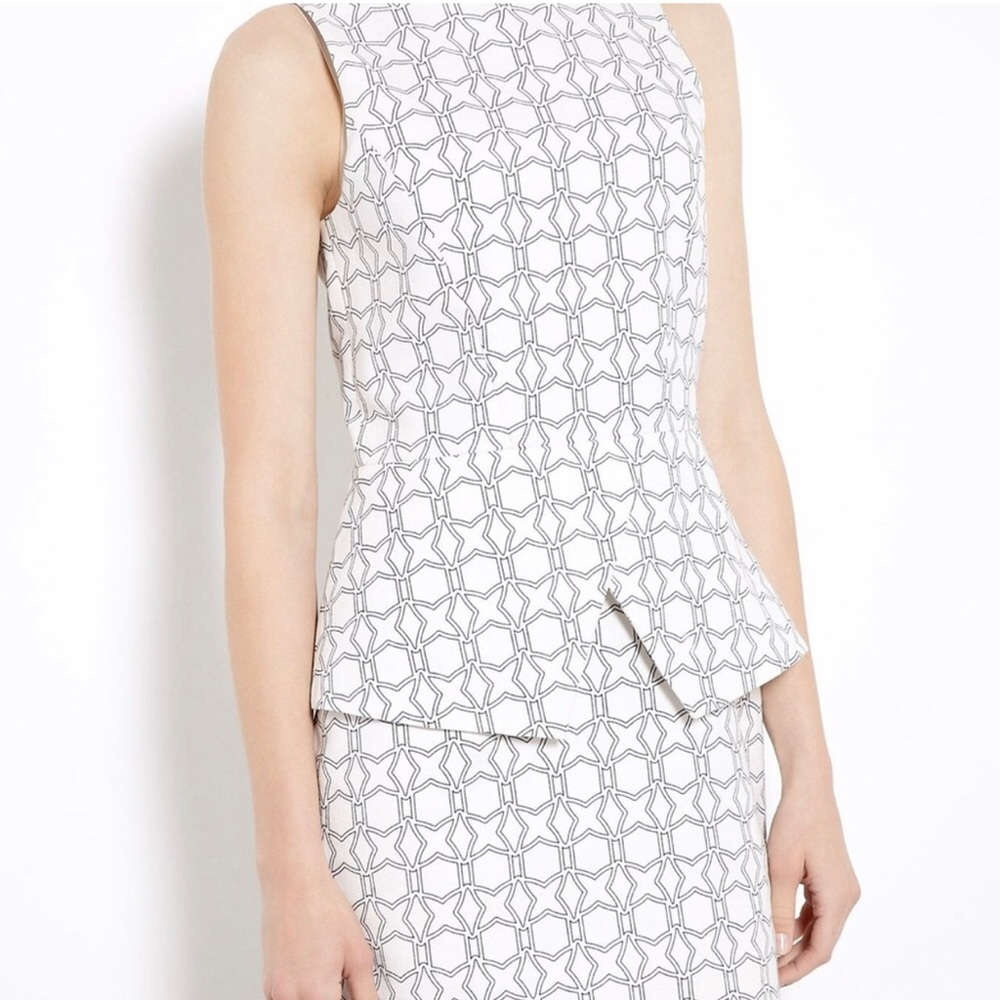 Tibi White & Black Asher Print Peplum Knee Length Dress 6